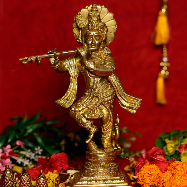 HANDICRAFTED BRASS KRISHNA STATUE