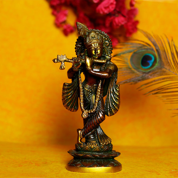 GLORIOUS ANTIQUE LORD KRISHNA  STATUE