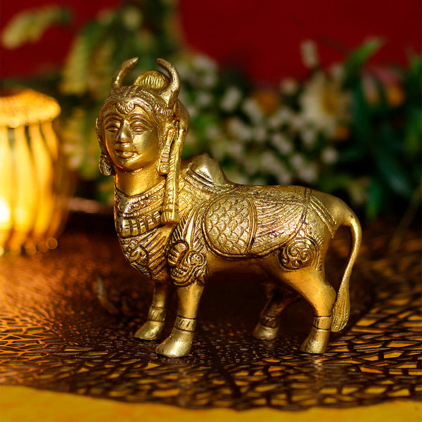 CHARMING BRASS KAMDHENU COW