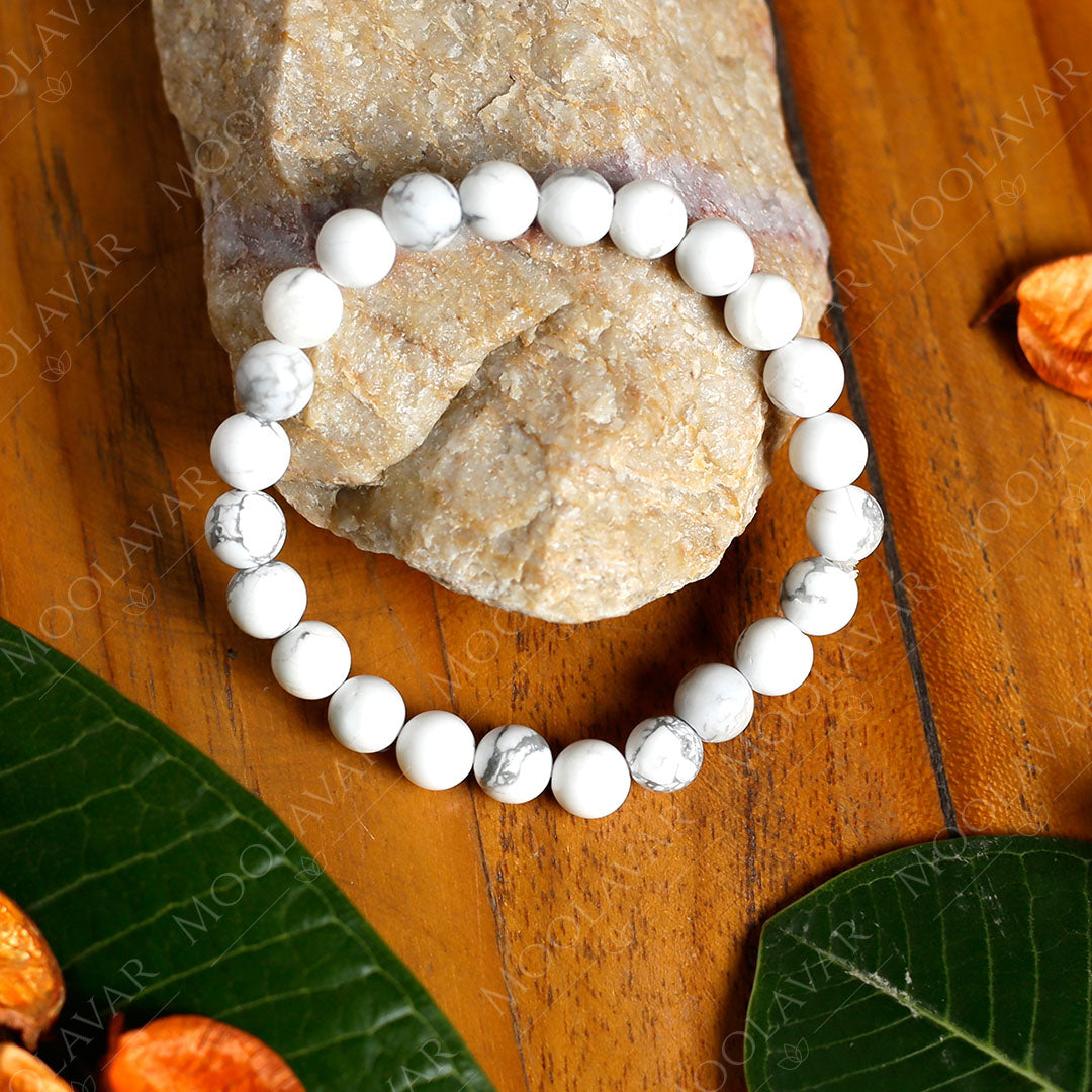 Howlite Natural Gemstone Bracelet Semi precious 6 mm Beads Feng Shui C