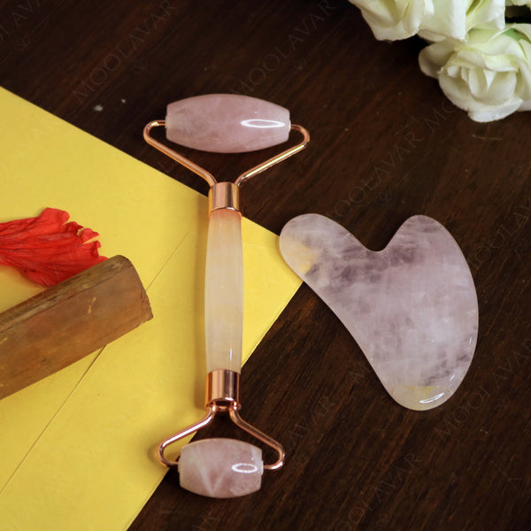 Rose Quartz Face Roller with Gua Sha